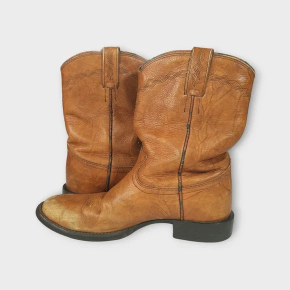 Men's Soft Leather Justin Boots Tan L4608 Size 7B - Picture 7 of 11